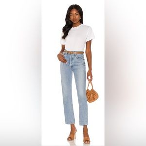 AGOLDE (Revolve) 90’s High Rise Pinch Waist Straight Leg Jeans in Soundwave